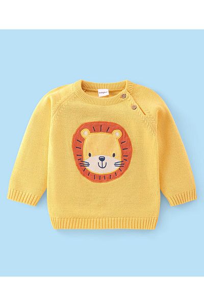 Babyhug Uzun Kollu Kazak Takımı Şapka Aslan Desenli - Sarı