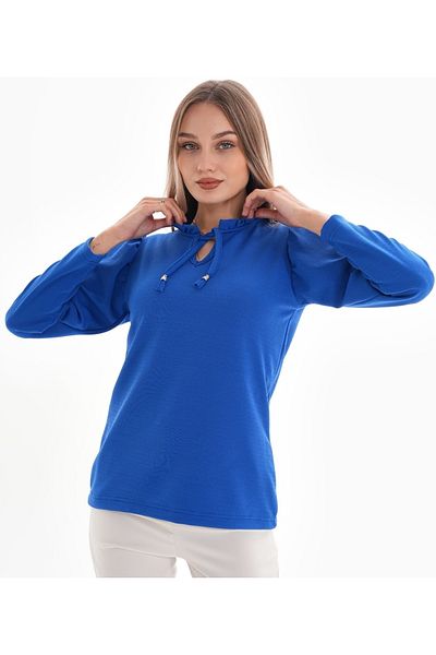 DEVRİMAY TEKSTİL Bluză de damă Saks cu volane din lycra crep