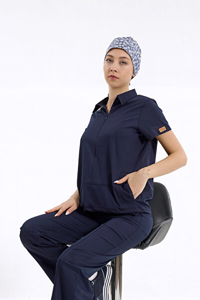 Brl Üniforma Tek Üst Yandan Cepli Gizli Fermuar Polo Yaka Doktor/Hemşire  Cer...