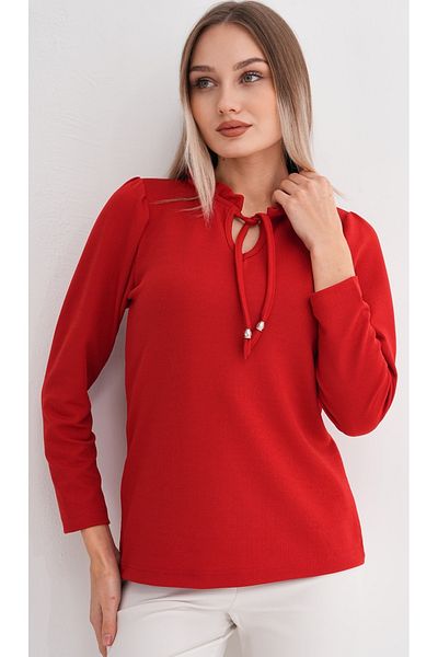 DEVRİMAY TEKSTİL Red Women's Blouse - Ruffled Collar and Full Lycra