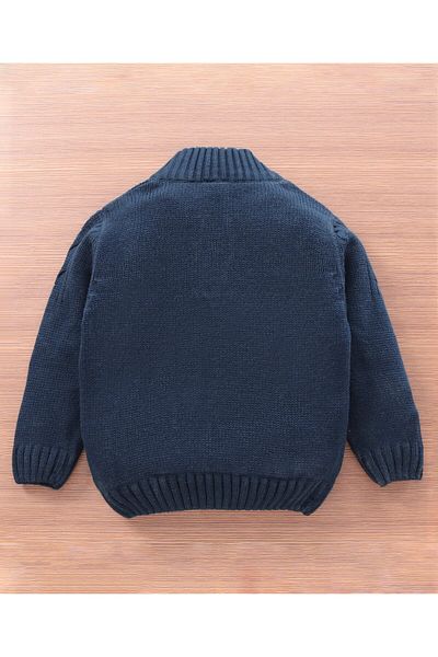 Babyhug Uzun Kollu Kablo Örgü Henley Kazak- Mavi