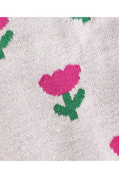 Babyhug Babyhug Knit Full Sleeves Pullover Sweater with Floral Design - White & Pink