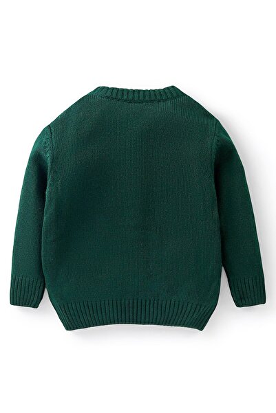 Babyhug Babyhug Full Sleeves Pullover Style Sweater Reindeer Patch - Green