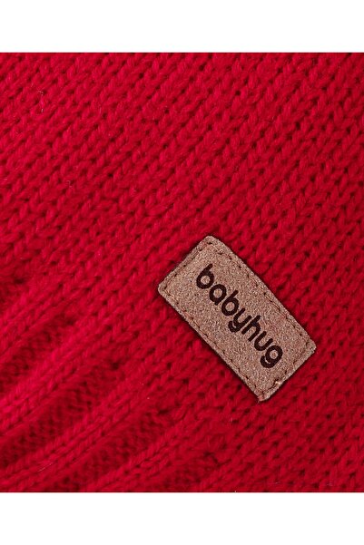 Babyhug Babyhug 100% Acrylic Knit Full Sleeve Color Block Sweater Pullover - White & Red