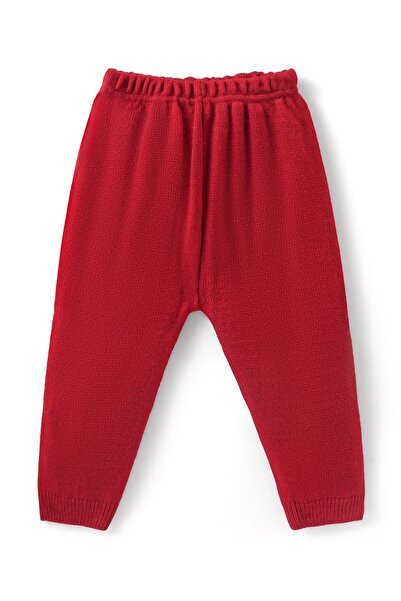 Babyhug Babyhug Knitted Full Sleeves Pullover Sweater & Pant Set with Intarsia Design - Red