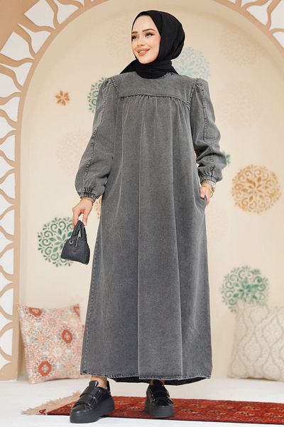 Neva Style Φόρεμα Hijab τζιν σε χρώμα Anthracite - 19129ANT