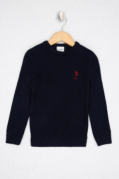 U.S. Polo Assn. Тъмносин суичър с кръгло деколте за момче