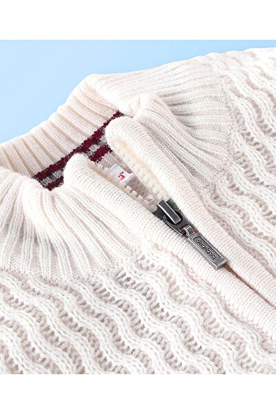 Babyhug Babyhug Acrylic Full Sleeves Pullover Sweater - Maroon & Off-White