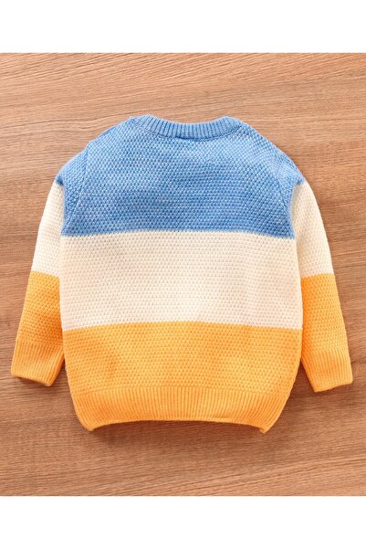 Babyhug Babyhug Full Sleeves Color Block Sweater Cable Knit Design - Blue White
