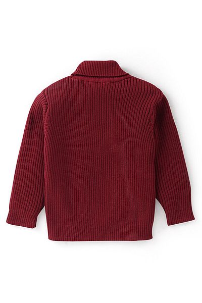 Babyoye Babyoye Eco Conscious 100% Cotton Full Sleeves Sweater with Cable Knit Design - Red