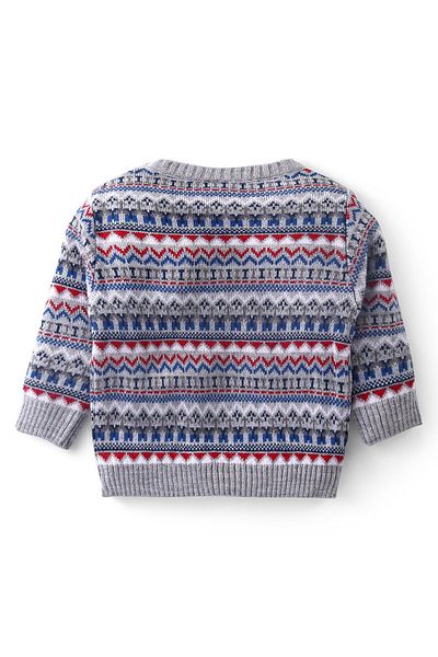 Babyhug Babyhug Knitted Full Sleeves Pullover Sweater with Aztec Design - Grey & White