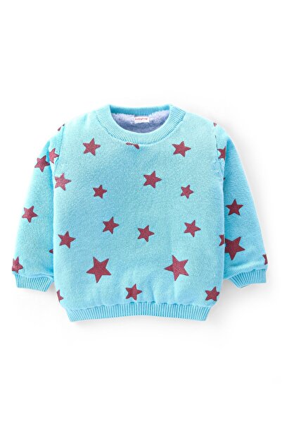 Babyhug Babyhug Knitted Full Sleeves Pullover Sweater With Star Design - Aqua...