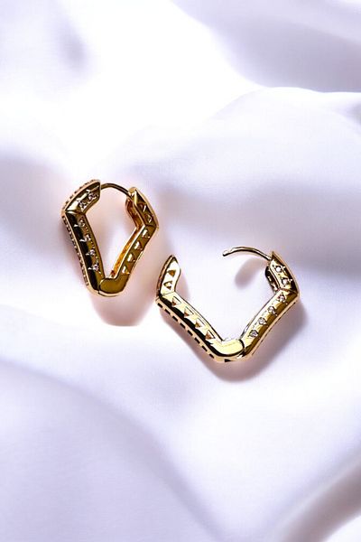 PETEK AKSESUAR Textured Stone Ring Earring