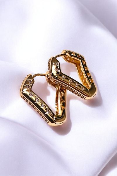 PETEK AKSESUAR Textured Stone Ring Earring