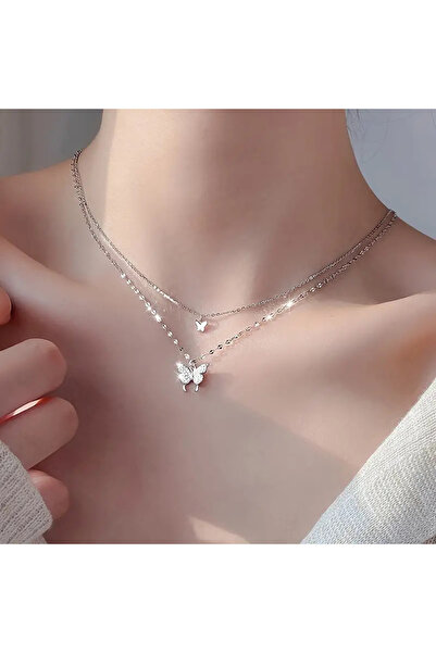 Redhead Gümüş Renk Çoklu Kelebek Kolye