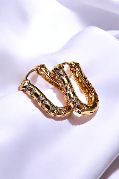 PETEK AKSESUAR Textured Stone Ring Earring