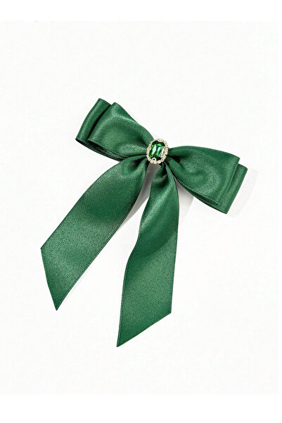 CSR AKSESUAR Σατέν φιόγκος με λεπτομέρεια από πέτρα ζιργκόν