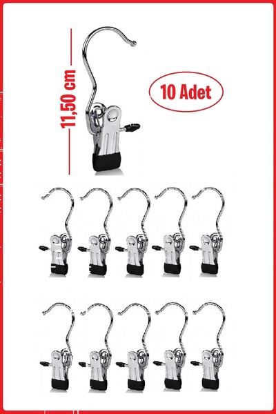 EZMK EV GEREÇLERİ Metal Krom Kaplama Eşarp Askısı, Şal Askısı, Çok Amaçlı Askı (10 Adet)