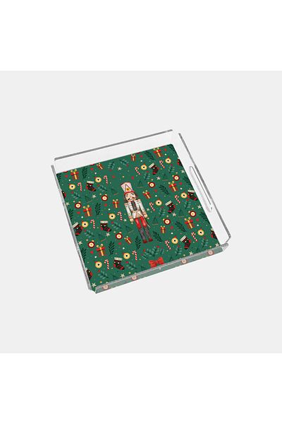End Design Studio Chirstmas Nutcracker Green 24X24 Plexiglass Tray
