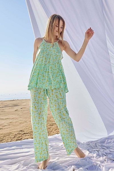 Aydoğan Aydoğan Women's Rope Strap Pajamas Set - Floral Print Viscose Lodos Store