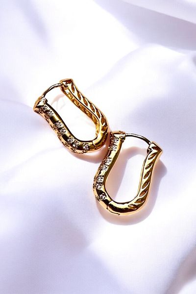 PETEK AKSESUAR Textured Stone Ring Earring