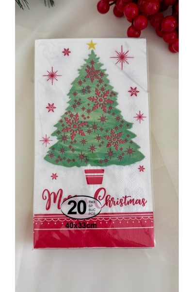 takı tutkum Green and Red Christmas Tree Pattern - 20's New Year's Napkin
