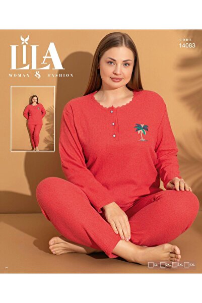 Lila New Season Red Winter Corded Fabric Pajamas Set