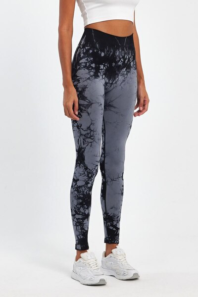 LUSEL Seamless Buttock Lifting and Shaping Hip Brazilian Drawstring Tie-Dye Patterned Yoga Leggings