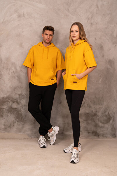 HYVEU Kısa Kollu Unısex Hoodıe