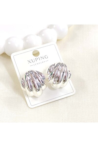 Güler Yüzlü Silver Xuping 2 cm Large Oyster Stud Earrings White