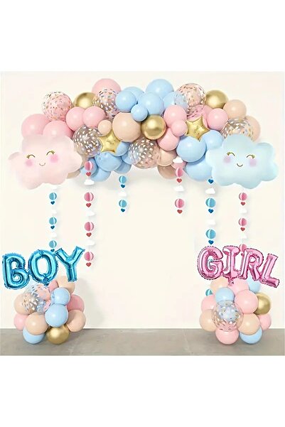 Ezgi Party Store Girl&Boy Gender Reveal Party Set Luxury Concept with Foil Balloons