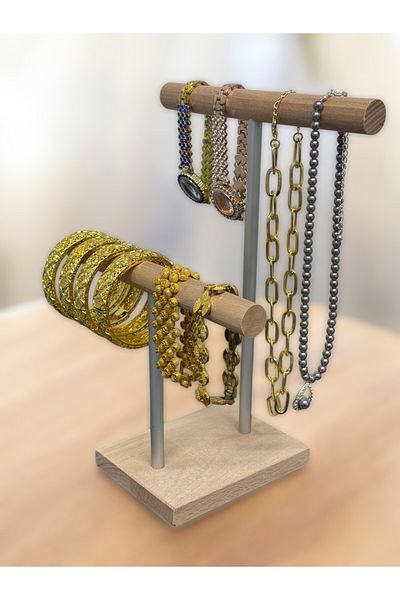 Zerlina Set of 2 Jewelry Organizer - Jewelry, Bracelet and Wooden Stand, Watch Accessory Organizer