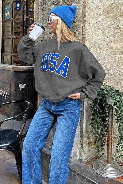 MANCY - Hanorac cu glugă cu imprimeu negru pentru damă