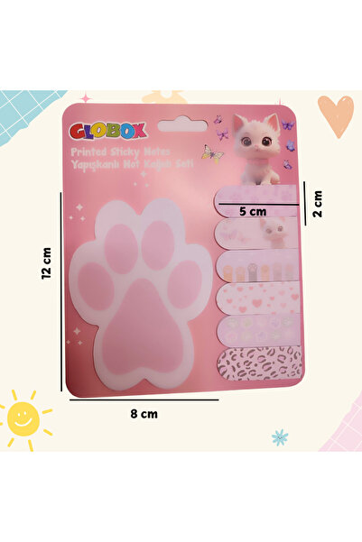 Globox Çocuklar İçin Post-it (Yapışkanlı Kağıt)  Set Kedi Temalı (20 Tane Büyük, 20 x 6 Tane Küçük)
