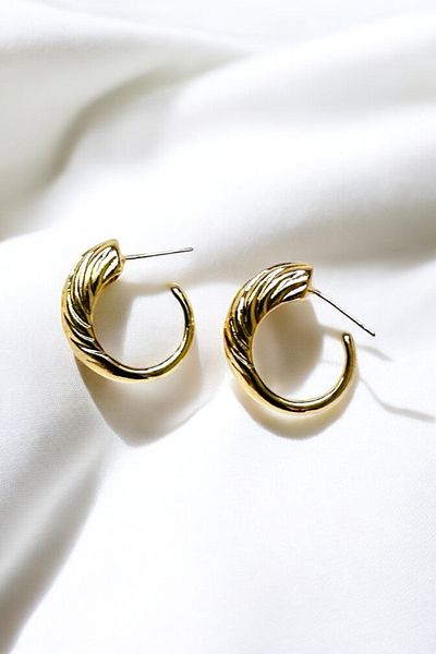 PETEK AKSESUAR Metal Water Wave Ring Earring