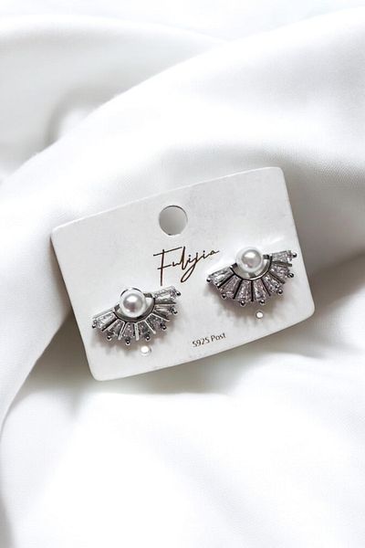 PETEK AKSESUAR Pearl Stone Mini Strass Earring