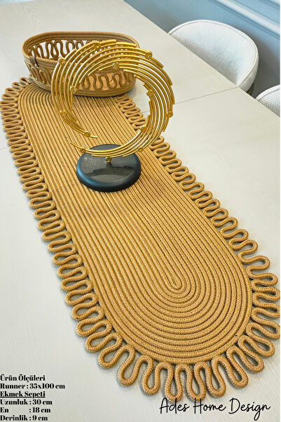 ADES HOME DESİGN Jüt, Sepetli Runner ,Amerikan Servisi ,Supla ,Masa Örtüsü,Se...