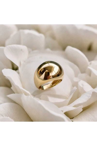 MR Stainless Steel Curved Adjustable Gold Ring