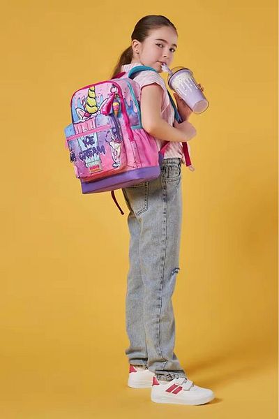 Coral High Kids Pink Purple Milkshake Ice Cream Patterned School Backpack 23749