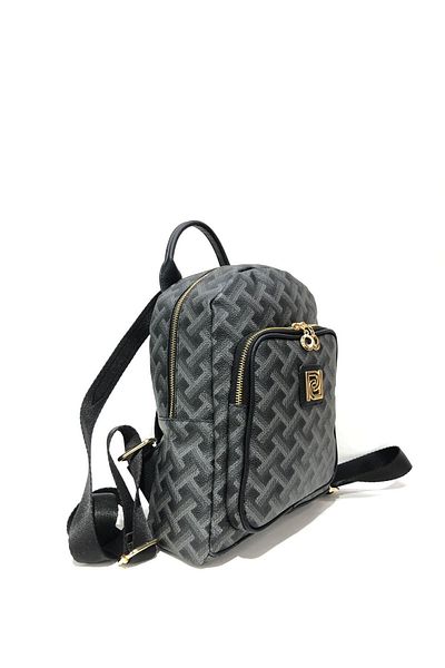 Piedra Black Color 3D Patterned Faux Leather Material Multi-Purpose Backpack