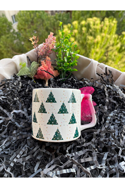 glowoow Kış Temalı Yeşil Yılbaşı Ağacı Kupa - Hediye Fikri Minimal Yılbaşı Kupa