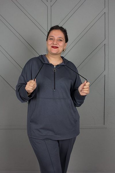 Truva XXL Plus Size Osyho Fabric Half Zipper Tracksuit Set