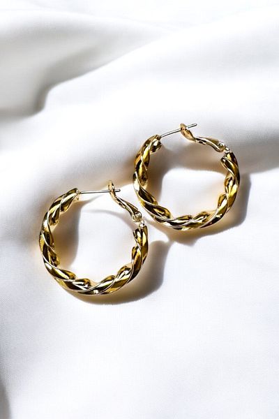 PETEK AKSESUAR Thick Twisted Hoop Earrings