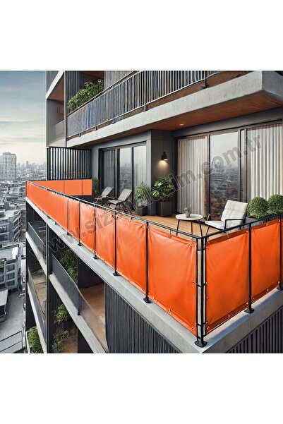 sizenelazım 50cm x 0.5m  Turuncu PVC Su Geçirmez Balkon Demiri Korkuluk Çit B...