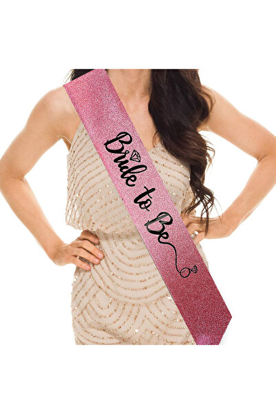 Go İthalat Curea cu sclipici argintiu, cu text „Bride To Be” și inele de nunt...