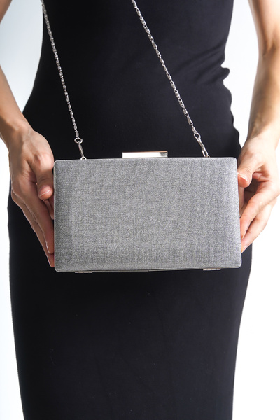 RİTMO Platin Simli Topuklu Kadın Ayakkabı ve Çantası ritmo613