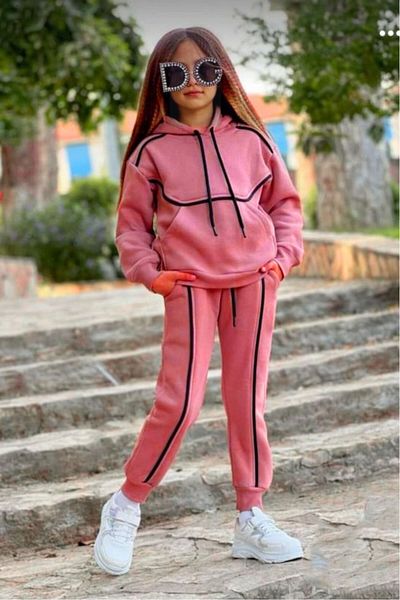 minikiss Σετ κοριτσίστικη φόρμα με κουκούλα