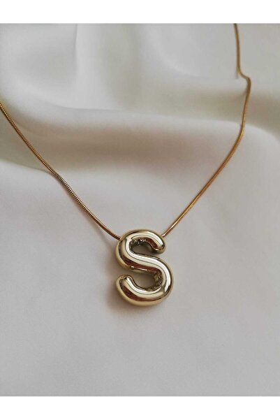 Judas Takı Gold Çelik Zincirli Yeni Balon Harf Kolye