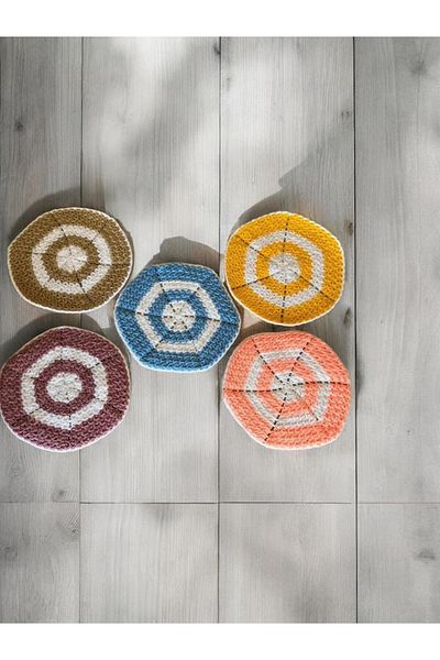 Dantelux Hand Knitted 5 Pieces Round Model Fiber Dowry Holder Daily Use