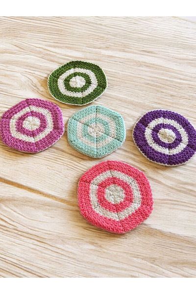 Dantelux Hand Knitted 5 Pieces Round Model Fiber Dowry Holder Daily Use
